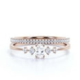 thumbnail image 1 of Minimalist Classic 1.15 Carat Oval Cut Diamond Moissanite Engagement Ring, Fairy And Dainty Ring, Wedding Ring in 10k Solid Rose Gold, Gift For Woman, Promise Ring, Bridal Rings Set, 1 of 3