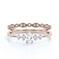 thumbnail image 1 of Minimalist Classic 1.15 Carat Oval Cut Diamond Moissanite Engagement Ring, Fairy And Dainty Ring, Wedding Ring in 925 Sterling Silver With 18k Rose Gold Plating, Gift, Promise Ring, Bridal Rings Set, 1 of 3