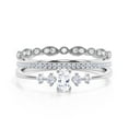 thumbnail image 1 of Minimalist Classic 1.65 Carat Oval Cut Diamond Moissanite Engagement Ring, Fairy And Dainty Ring, Wedding Ring In 10K Solid White Gold, Gift For Woman, Promise Ring, Trio Rings Set, 1 of 3