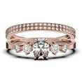 thumbnail image 1 of Minimalist Classic 1.65 Carat Oval Cut Diamond Moissanite Engagement Ring, Wedding Ring in 925 Sterling Silver With 18k Rose Gold Plating, Gift, Promise Ring, Trio Rings Set, 1 of 4