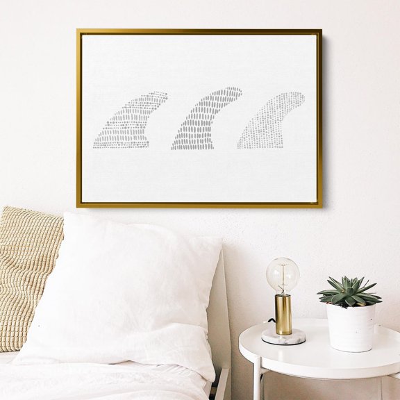 Minimalist Coastal Decor "Surfboard Fin Trio" Art Or Art, Unframed Paper Print