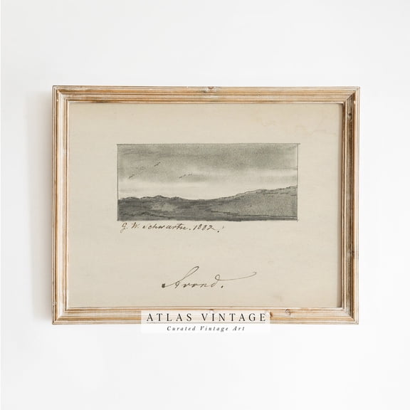 Minimalist Coastal Seascape Sketch Print, Unframed Paper Poster 8x10in