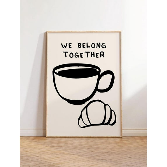 Minimalist Coffee & Croissant Wall Art, Modern Kitchen Decor, Breakfast Poster For Coffee Lovers, Kitchen Quote Poster Wall Art, Modern Wall Decor, 12x18 UNFRAMED