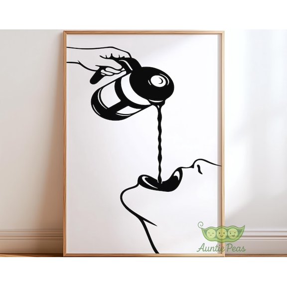 Minimalist Coffee Line Abstract Face Wall Art Print, Unframed Paper Poster 8x10in