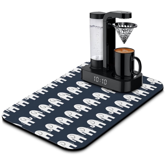 Minimalist Coffee Maker Mat - 4-Layer Absorbent Non-Slip Mat - Geometric Elephant Design for Coffee Machine Protection