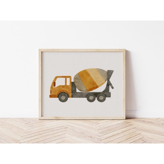 Minimalist Concrete Mixer Poster - Room Wall Art Nursery Decoration, Unframed Poster Size 8x12