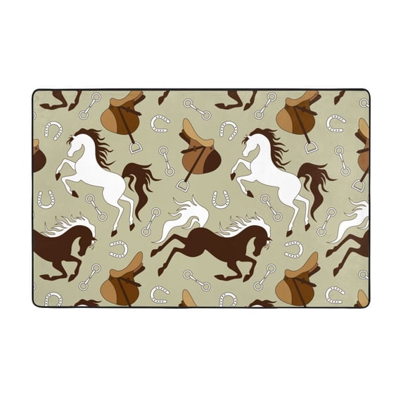 Minimalist Cool Horse Saddle_A Shaggy Area Rug, Rugs for Living Room Bedroom Non Slip Door Mat Indoor Carpet Machine Washable Nursery Home Decor Floor Mats for Entryway 60x39in-#