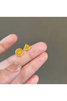 Minimalist "Cool-Tone" Style Yellow Lemon Stud Earrings Resin Jewelry & Ear Clips