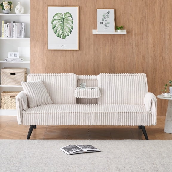 Minimalist Corduroy Sofa - 3-Person Seating in Living & Bedroom