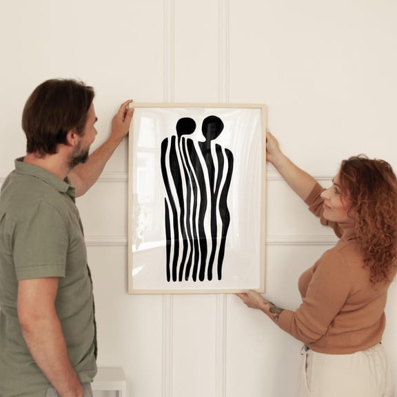 Minimalist Couple Art Print, Black And White Abstract Love Artwork, Modern For Bedrooms, Romantic Home Art Gift For Couples Wall Art, Modern Wall Decor, 8x12 UNFRAMED