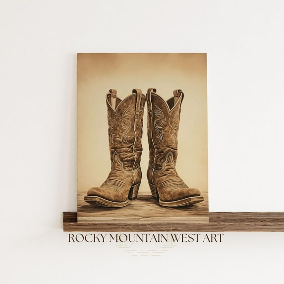 Minimalist Cowboy Boot Print Western Cowboy Wall Art Western Home Decor Cowboy Nursery Rustic Wall Art Man Cave Decor Cowboy Poster Home Decor #172, Unframed Poster Size 12x18