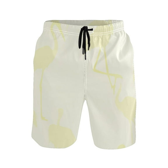 Minimalist Crane Medium Size Men's Quick Dry Beach Shorts with Mesh Lining, Lightweight