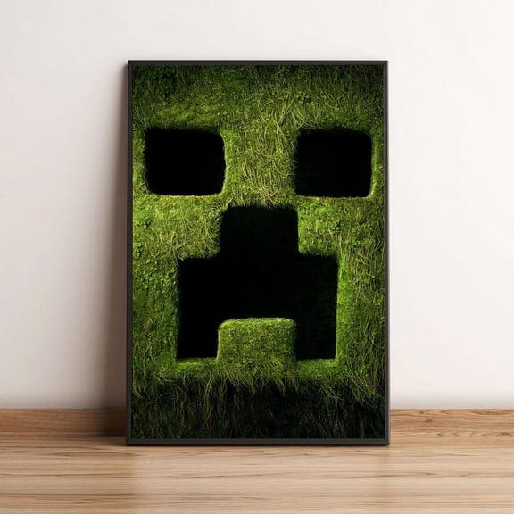 Minimalist Creeper Face Gaming Poster – Cinematic Block Style Wall Art 8x12 UNFRAMED