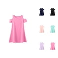 thumbnail image 1 of Minimalist Crew Neck Short Sleeve Dress – Basic Comfort Gown Ages 3-12, Preschool & Play Outfit, Simple Pair Alongside Pink Dress for Girls Ensemble, 1 of 6