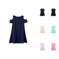 thumbnail image 1 of Minimalist Crew Neck Short Sleeve Dress – Basic Comfort Gown Ages 3-12, Preschool & Play Outfit, Simple Pair Alongside Pink Dress for Girls Ensemble, 1 of 6