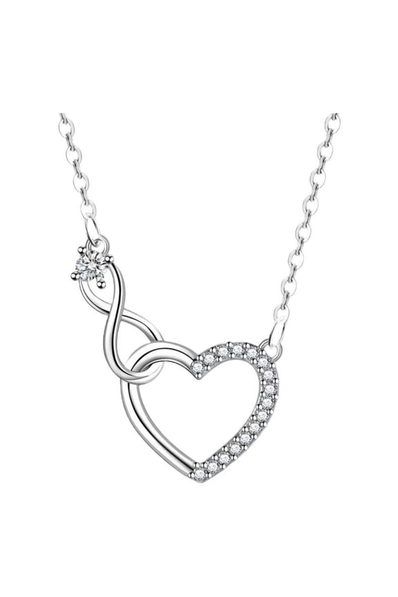 Minimalist Cross Chain Rhinestone Interlocking Infinite Heart Necklace For Women