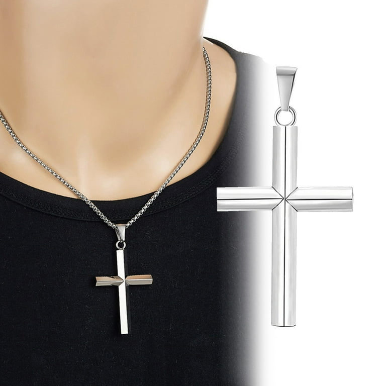 Minimalist Cross Shaped Pendant Necklace without Chain 1pc Silver