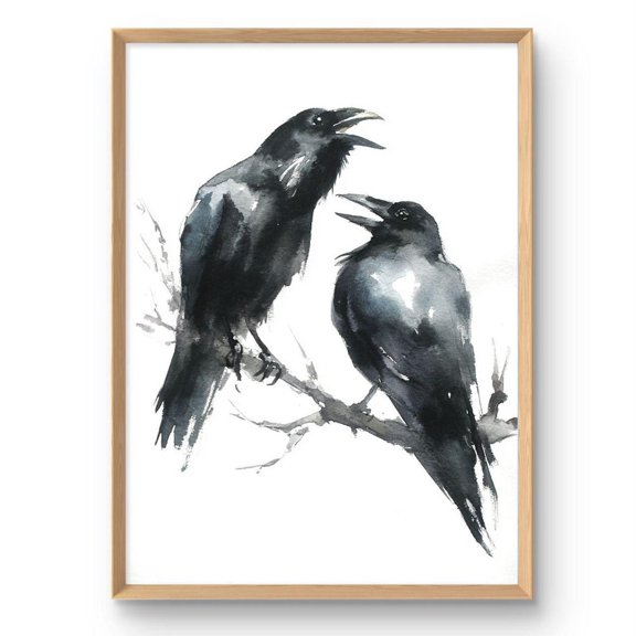 Minimalist Crow Art Gothic Raven Style, Unframed Paper Print