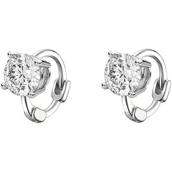 Minimalist Cubic Zirconia Small Hoop Earrings Sterling Silver for Women Cartilage Tiny Cute CZ Sleeper Huggie Hoops for Sensitive Ear Fashion Crystal Earring Jewelry for Her Bff