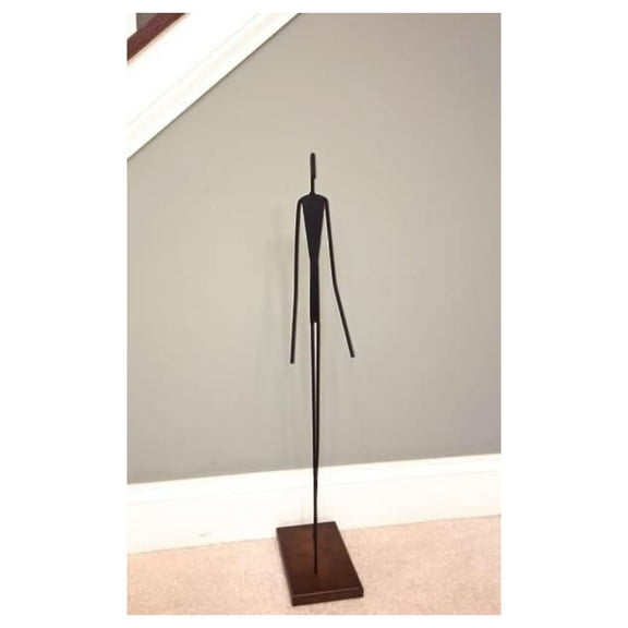 Minimalist, Curious, Thin Man Metal Statue/Figure on Handsome Wood Base. Office or Home Decor Sculpture Figurine Accent Piece. 27.5 x 7.5 x 4.5. 100% Hand Forged in U.S.A.