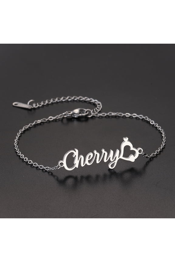 Minimalist Custom Stainless Steel Heart Letter Initial Name Bracelets For Women Men Chain Alphabet Charm Bangle Jewelry