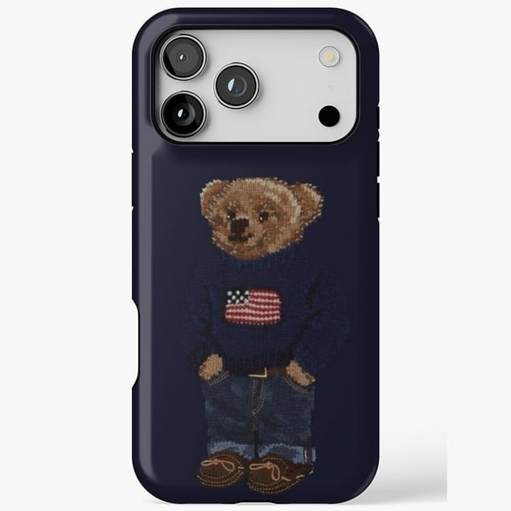 Minimalist Cute Bear Design Phone Case for iPhone 17 16 15 14 13 12 11 Pro Max