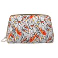 thumbnail image 1 of Minimalist Cute Cockatoo Orange Makeup Bag, Large Capacity Travel Cosmetic Bag for Women Girls- Travel Toiletry Bag Leather Portable Waterproof Makeup Case Organizer with Handle, 1 of 4