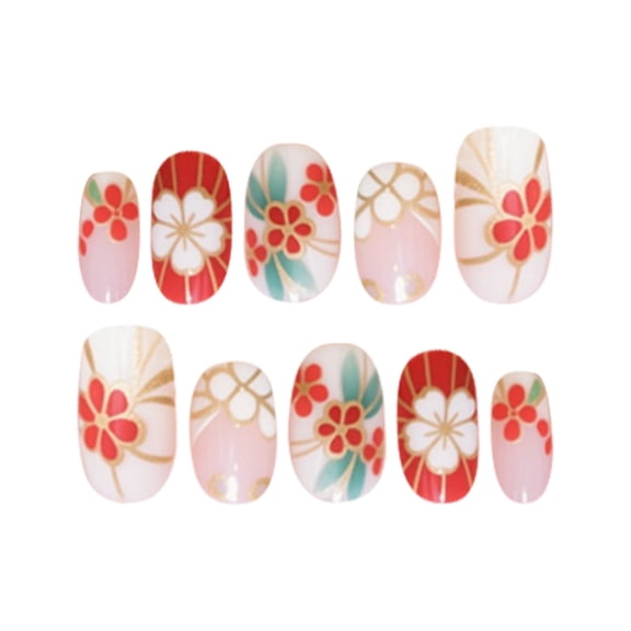 Minimalist Cute Floral French Tip Set Featuring Coconut Tree Designs for and Elegant 24PCS