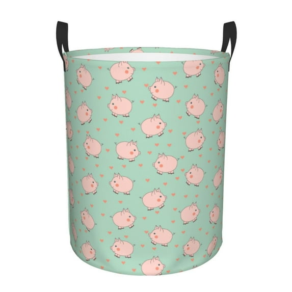 Minimalist Cute Pig Love Laundry Basket, Laundry Hamper Waterproof Laundry Bag Clothes Hamper Laundry Bin with Handles for Bedroom, Living Room, Kids Room-#
