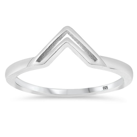 Minimalist Cutout Triangle Chevron V Boho Sterling Silver Ring 925 Jewelry Female Male Unisex Size 7