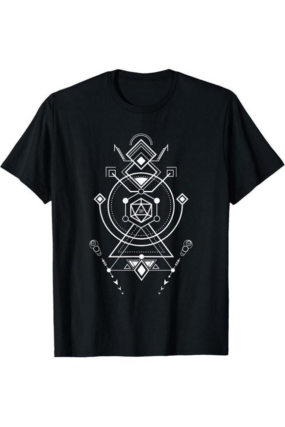 Minimalist D20 Dice Symbols Nerdy T-Shirt