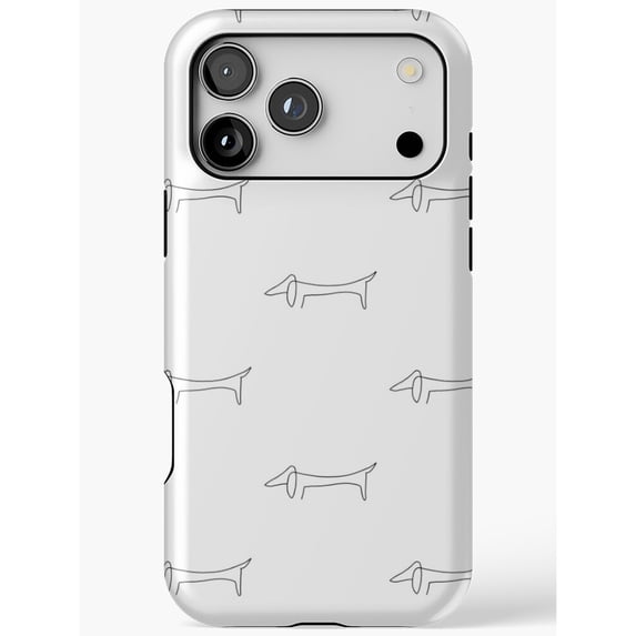 Minimalist Dachshund Line Art Light Gray Tough Phone Case for Apple ...