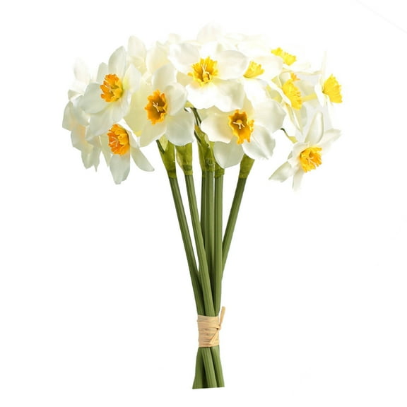 Minimalist Daffodil Bouquet Silk Flowers Living Room Dining Table Home Ornament for Seasonal and Easter Theme 6PCS