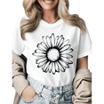 thumbnail image 1 of Minimalist Daisy Line Art Graphic Tees Womans T-shirt Black/White S-5XL Shirts Floral Nature Tops, 1 of 4