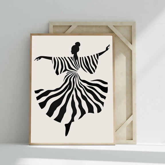 Minimalist Dancer Black White Ballerina Silhouette Decor Wall Art