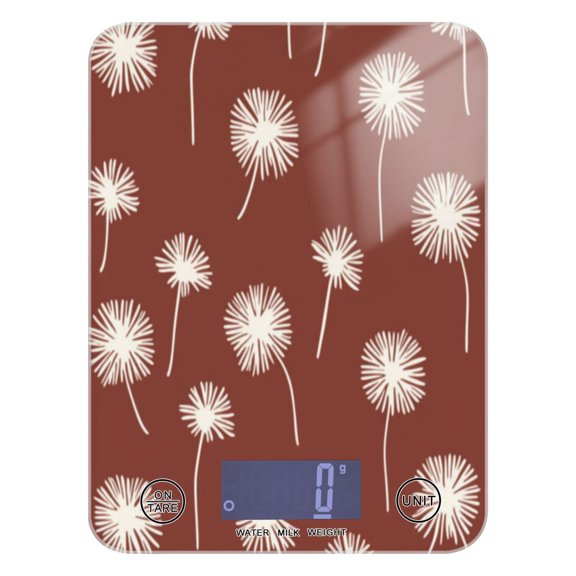 Minimalist Dandelion Pattern Food Scale Digital Kitchen Scale Waterproof Grams Ounces lbs for For Baking and Cooking