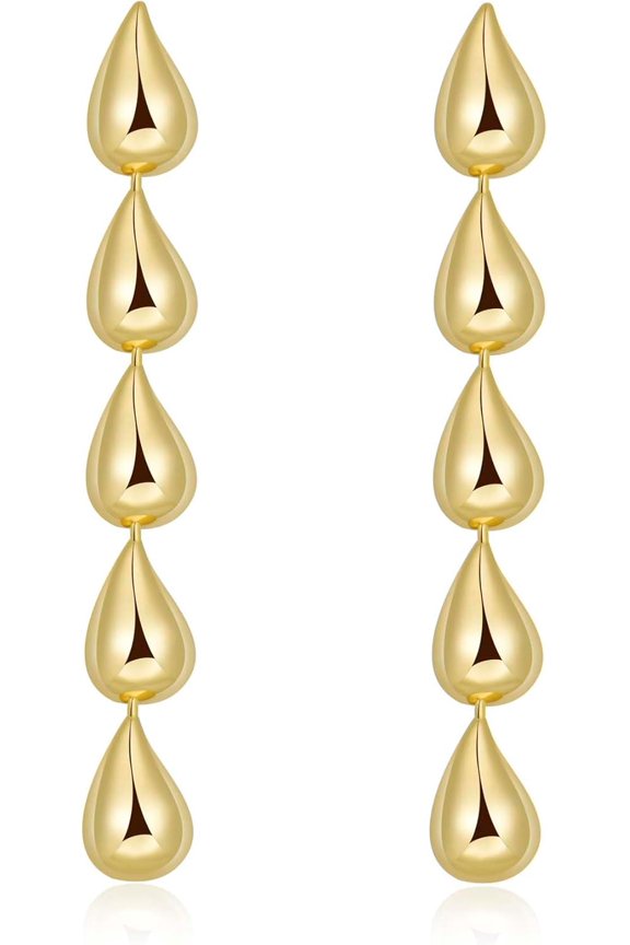 Minimalist Dangle Earrings for Women Silver Multi Disc Teardrop U-Shaped Studs Earrings Gold Plated Statement Geometric Drop Studs for Women[a606]