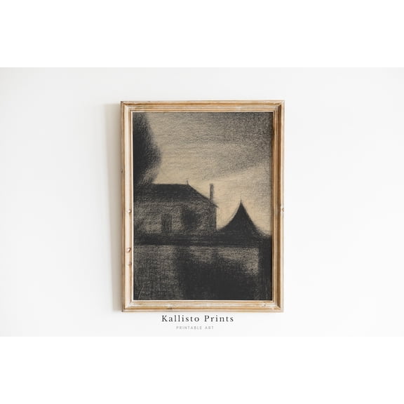 Minimalist Dark Building Silhouette Print Poster Art, Gothic Monochrome Wall Decor, Dark Academia 178, Size 24x36 UNFFRAMED F03.1.6l2768