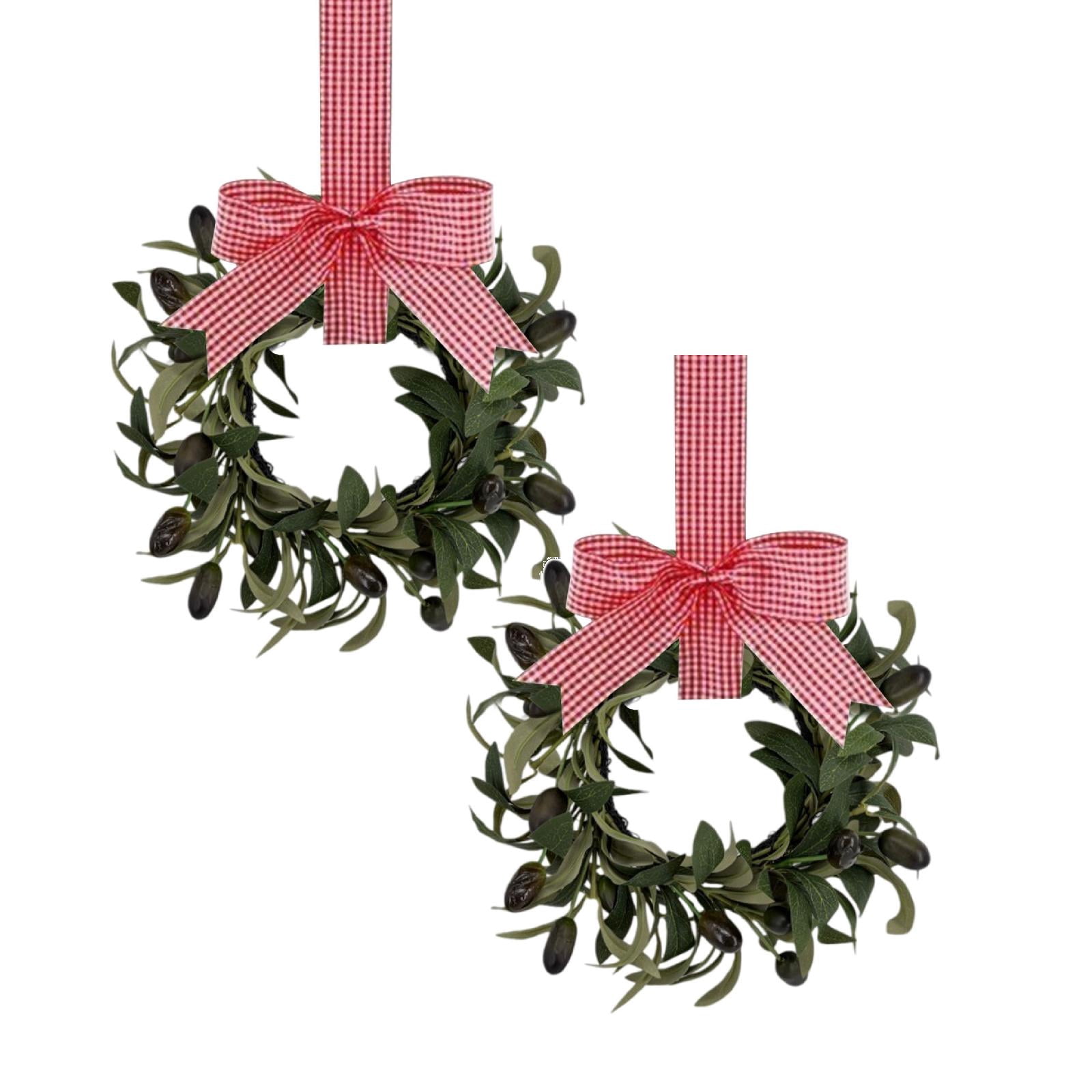 Minimalist Decor, Mini Olive Leaf Wreaths with Ribbon Bow, Simple Small ...