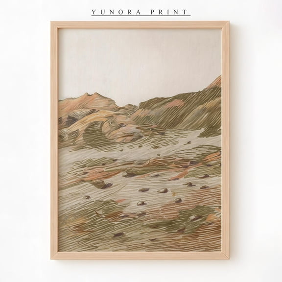 Minimalist Desert Landscape Art, Soft Earth Tone , Unframed Paper Print