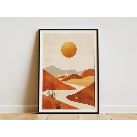 Minimalist Desert Landscape Poster Mid Century Modern Art Boho Art Print Wall Decor Living Room Art - Poster Unframed