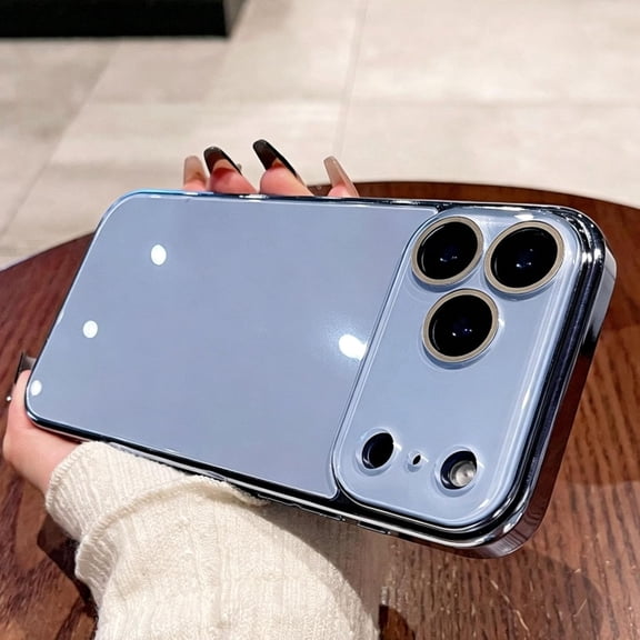 Minimalist Design Crystal Glass Phone Case for Women, Macaron Crystal Glass Phone Case for iPhone 17/17Pro/17Pro Max, Full-Cover Lens Protection (B,for iPhone 17Pro)