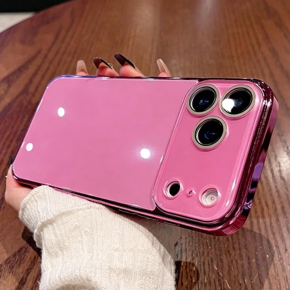 Minimalist Design Crystal Glass Phone Case for Women, Macaron Crystal Glass Phone Case for iPhone 17/17Pro/17Pro Max, Full-Cover Lens Protection (C,for iPhone 17)