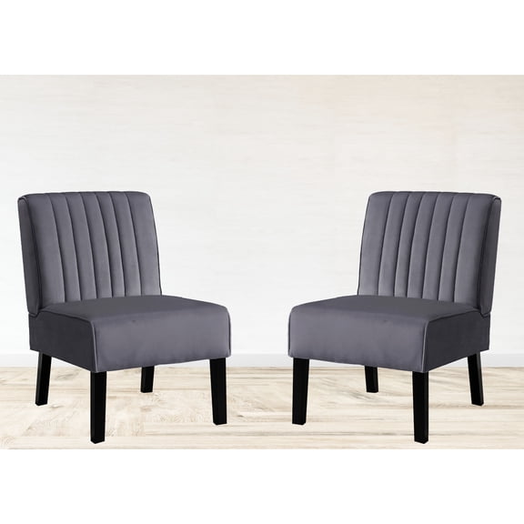 Minimalist Design Mid Century Modern Grey Velvet Chairs Set of 2 for Living Space Brings Comfort
