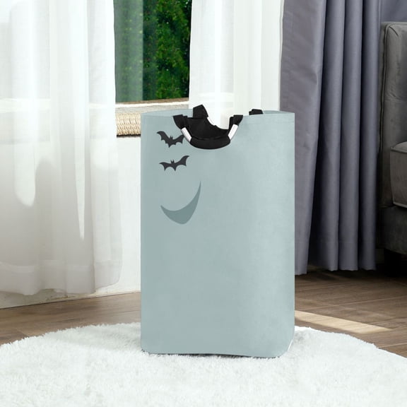 Minimalist Design Moon and Bats Foldable Laundry Hamper 12.6x11x22.7in with Handles for Bathroom Bedroom Storage
