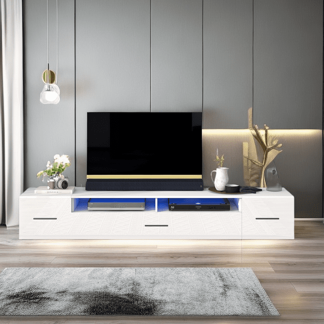 Minimalist Design TV Stand with Color Changing LED Lights, Modern ...