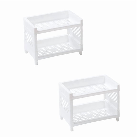Minimalist Desktop Double-Layer Storage Rack Household Plastic Bathroom Small Stationery Organizing Pure White Multifunctional