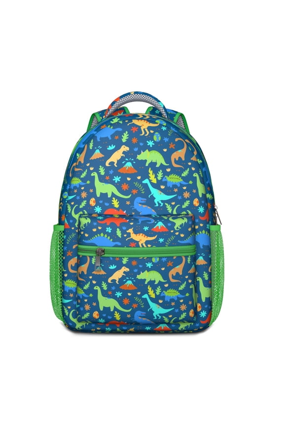 Minimalist Dinosaur and Planet Print Backpack – Roaring Dino Pattern Schoolbag with Nature and Watercolor Elements