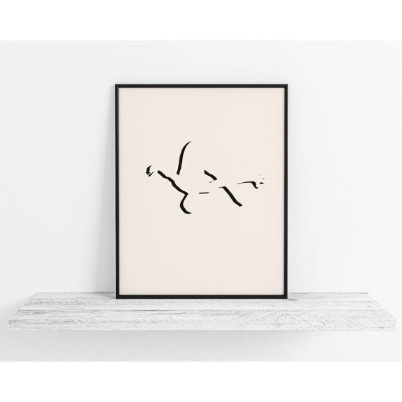 Minimalist Diving Art Modern Diving Boy Diver Gift Abstract Diving Wall Art Sports Room Decor