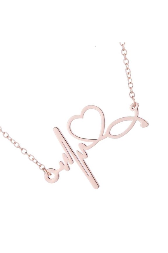 Minimalist Doctor Nurse Gift ECG Heartbeat Pendant Clavicle Chain Jewelry Piece